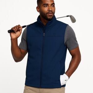 IZOD Men’s Navy Softshell Zip Vest Preppy Casual Golfwear Sz.Medium  NWOT